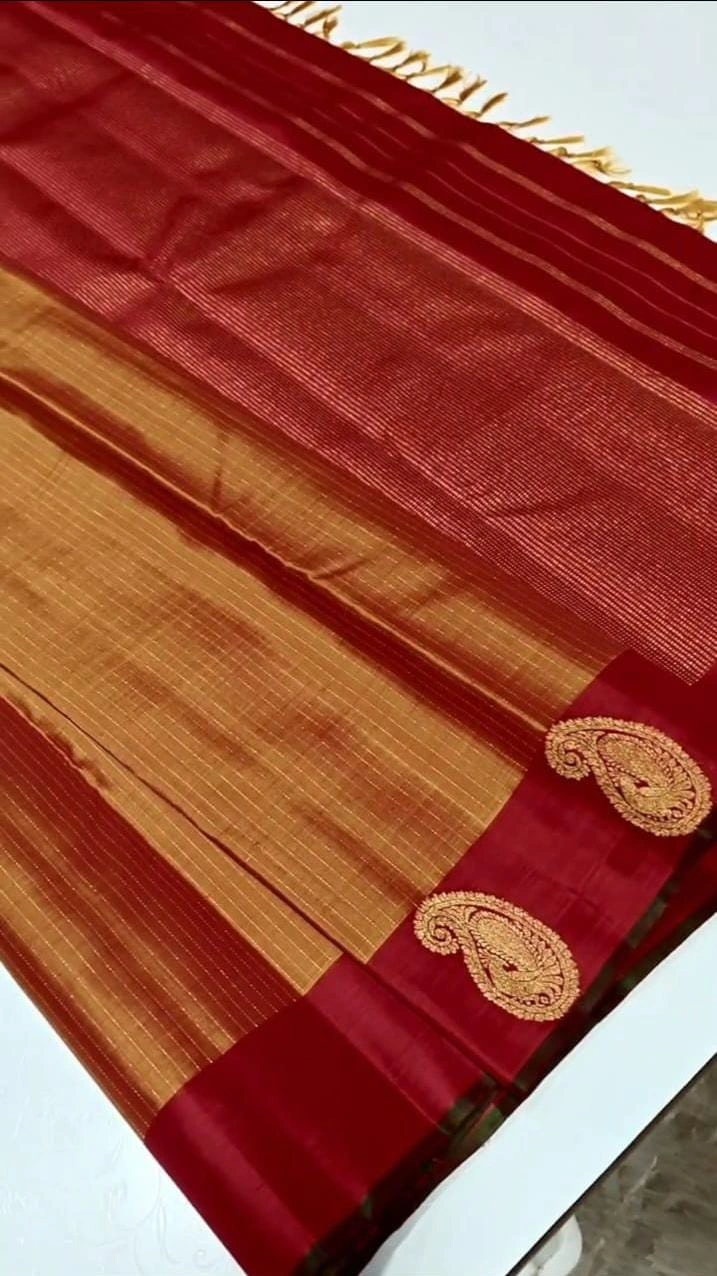 Deep Crimson Red Kanchipuram Handloom Bridal Silk Saree